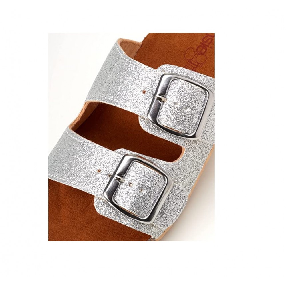 Glitter double strap buckle hot sale sandals